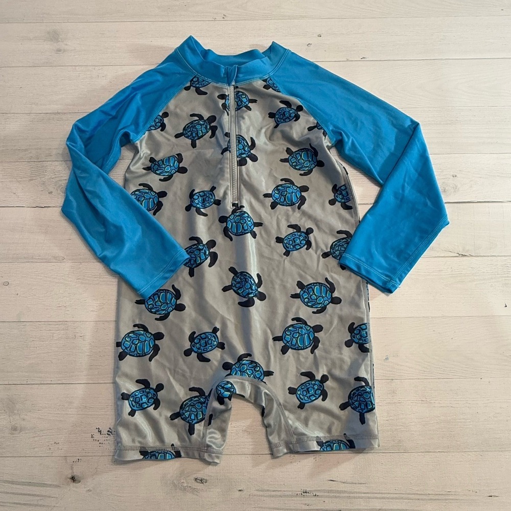 Gerber kids one piece rashguard swimsuit turtle‎ toddler 5T